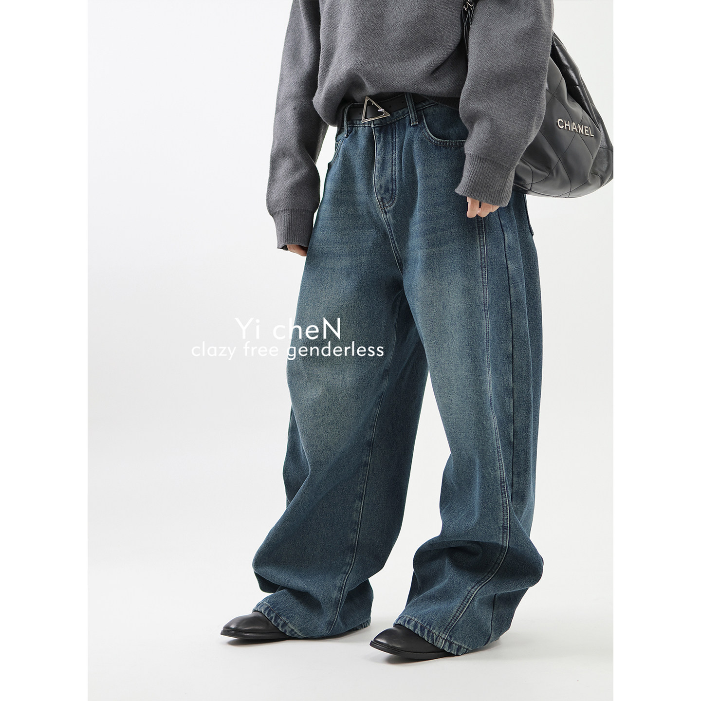 一衬YICHEN  秋冬新款加绒复古微弯刀牛仔裤男阔腿休闲百搭长裤,男装,牛仔裤,淘宝优惠券,粉丝福利购,淘宝优惠卷