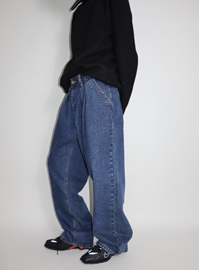 一衬YICHEN 秋冬新款阔腿牛仔裤复古宽松休闲垂感老爹拖地长裤男