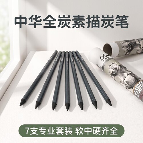 中华全炭素描炭笔炭画铅笔无木杆