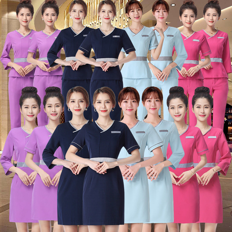 秋冬美容院美容师工作服连衣裙高端足浴技师职业女裙套装气质新款