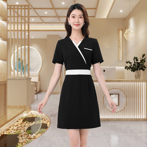 卉莱美容师工作服中短袖修身
