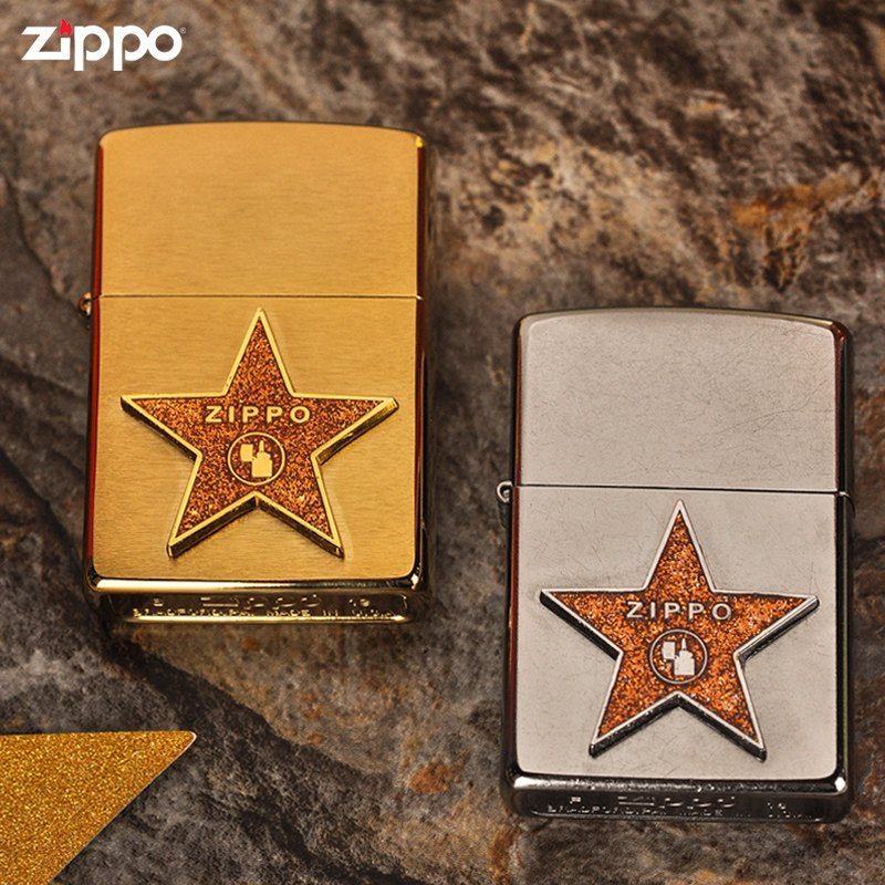 zippo防风煤油打火机正品贴章之星纯铜男士送男朋友实用生日礼物