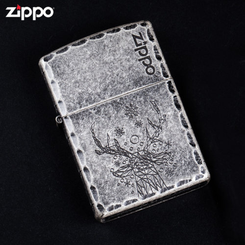 Zippo正品古银咬边送男友打火机