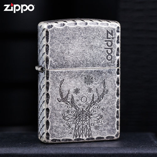 zippo打火机咬边雨花男士礼物