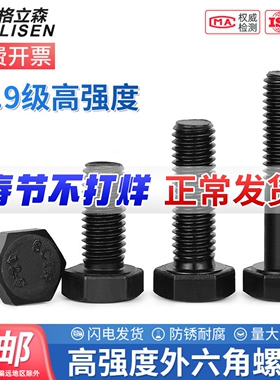 12.9级高强度外六角螺丝六角头螺栓加长螺杆螺钉M4M5M6M8M10-M36