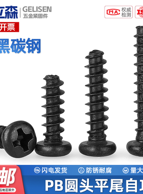PB加硬铁碳钢黑色圆头十字平尾自攻螺丝盘头小螺钉M1M1.2M2M3M4mm