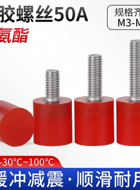 FA 聚氨酯包胶螺丝50A不锈钢杆缓冲防撞减震钉优力胶头栓M3-M5