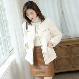 白色小香风外套女秋冬高级感短款小个子2025新款冬季水貂绒绒外套