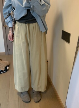 FENG甜甜_日系纯棉 休闲裤女25秋季直筒萝卜裤宽松九分哈伦弯刀裤
