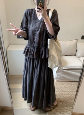 FENG甜甜_棉麻半身长裙