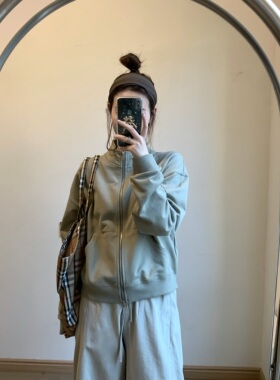 FENG甜甜_简约立领百搭休闲拉链卫衣女2025早秋新款长袖开衫外套