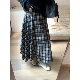FENG甜甜_高腰格子半身裙a字女秋冬新款 显瘦百搭设计感中长款 伞裙