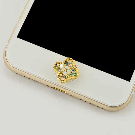 苹果iPhone6plus按键贴6s可爱卡通home金属水钻ipadmini按钮贴5s