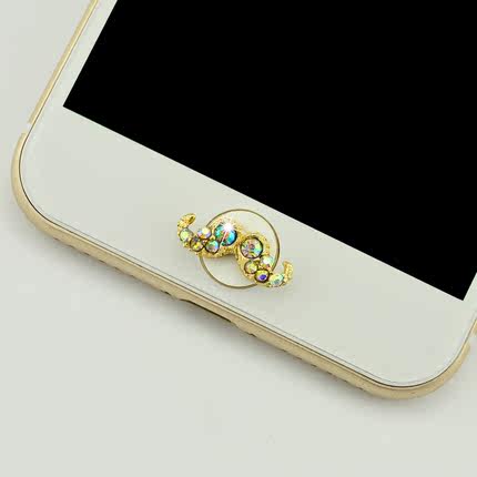 苹果iPhone6plus按键贴6s可爱卡通home金属水钻ipadmini按钮贴5s