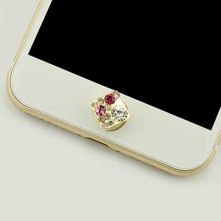 苹果iPhone6plus按键贴6s可爱卡通home金属水钻ipadmini按钮贴5s