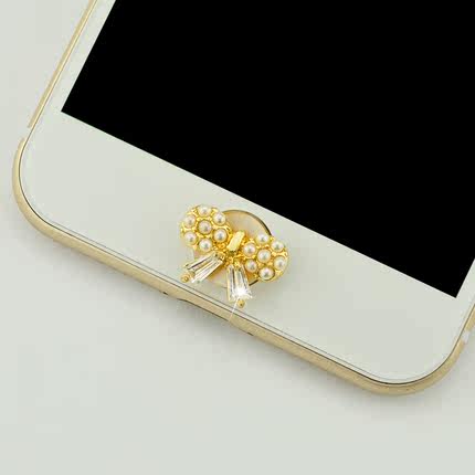 苹果iPhone6plus按键贴6s可爱卡通home金属水钻ipadmini按钮贴5s