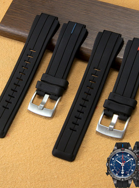 适配TIMEX天美时潮汐T2N720 TW2T76300 T2N721男士凸口硅胶手表带