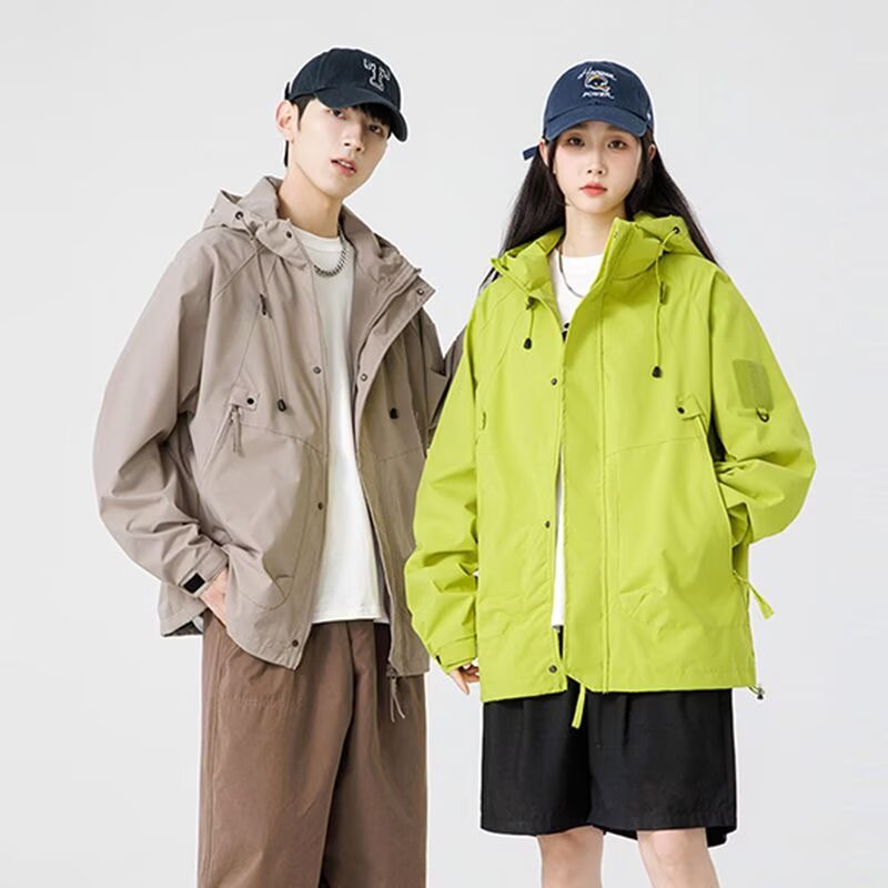 2025款春夏季户外登山冲锋露营衣服男士机能风连帽夹克衫情侣外套