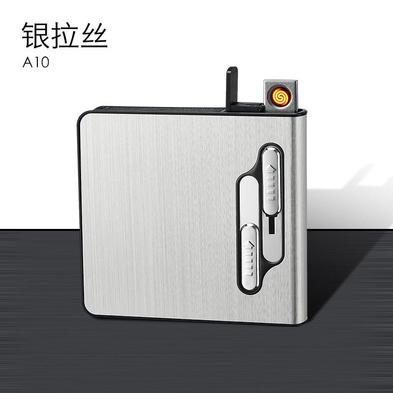 HDA10钨丝点烟器USB充电打火机20支装自动弹烟烟盒打火机礼品刻字