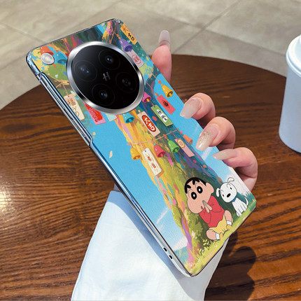 适用oppofindn6手机壳祈福小新可爱卡通趣味少女ins小清新日韩风华为matex7/荣耀magicv6/三星ztrifold/w26