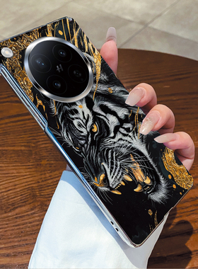 适用oppofindn6手机壳黑金虎复古风国潮中国风个性潮男华为matex7/荣耀magicv6/vivoxfold5/小米mixfold4