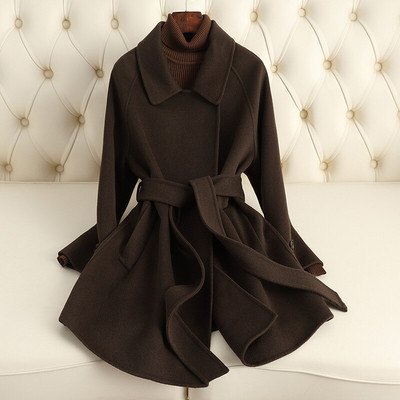 高级感双面羊绒大衣女2025秋冬新款宽松小个子中长款羊毛呢外套女