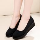 老北京布鞋 厚底底防水台礼仪鞋 女鞋 黑色工作鞋 防滑松糕 单鞋 春秋季