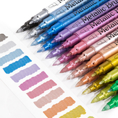 广纳金银24色双头金属工艺油漆笔软头相册DIY火漆印章签名记号笔