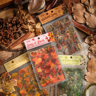 森林之歌PET防水贴纸包复古植物