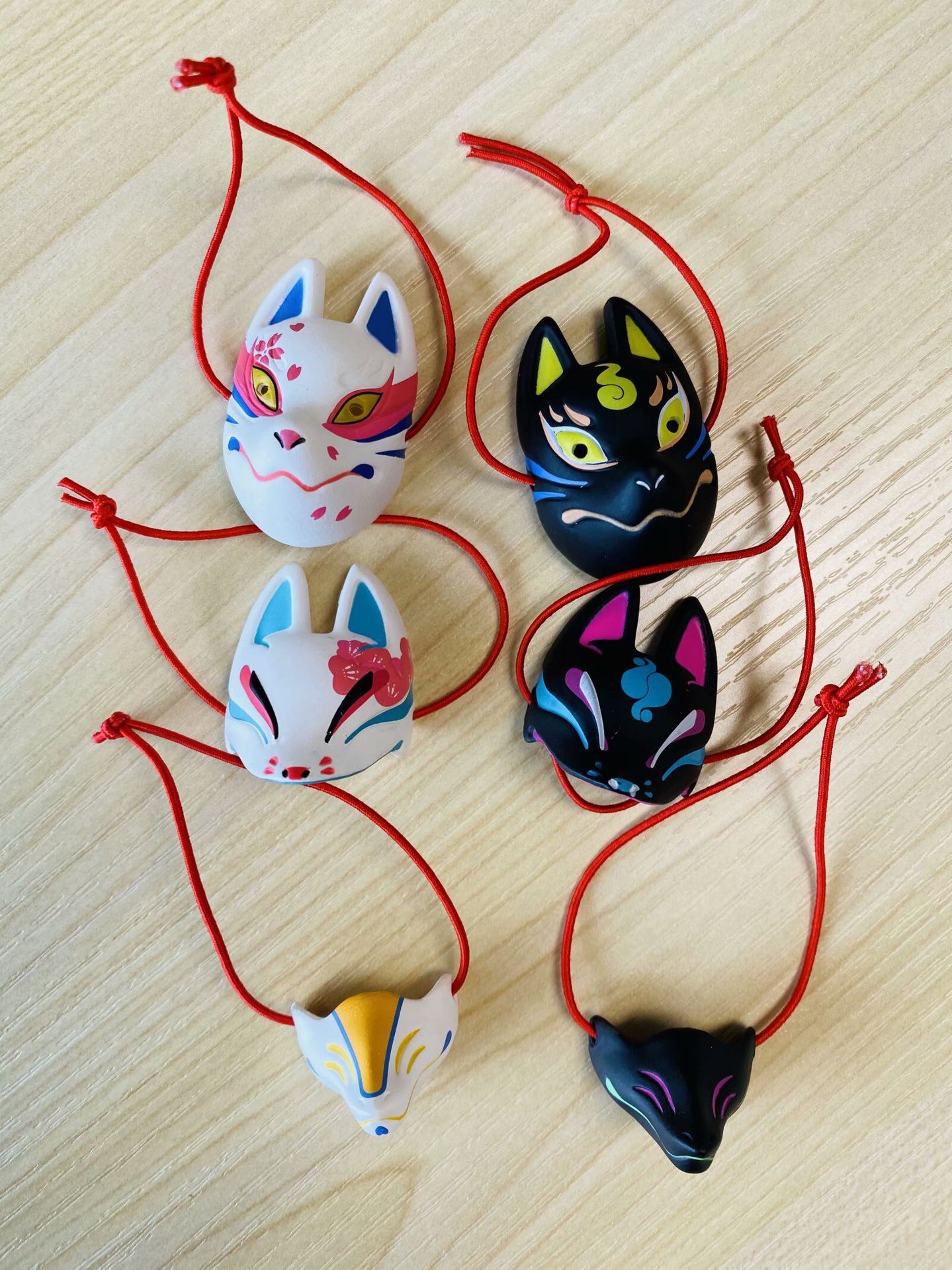 6款 狐狸面具 q版粘土人 配件 挂件 潮玩 动漫展小装饰 袋装手办