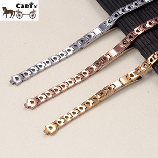 手表带 宽7.5凸宽3mm 表链 手表配件 乌钢 carty钨钢表带 女 凸口
