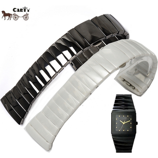 carty陶瓷带手表配件黑陶瓷表链女男适用雷达RADO银钻系列表带