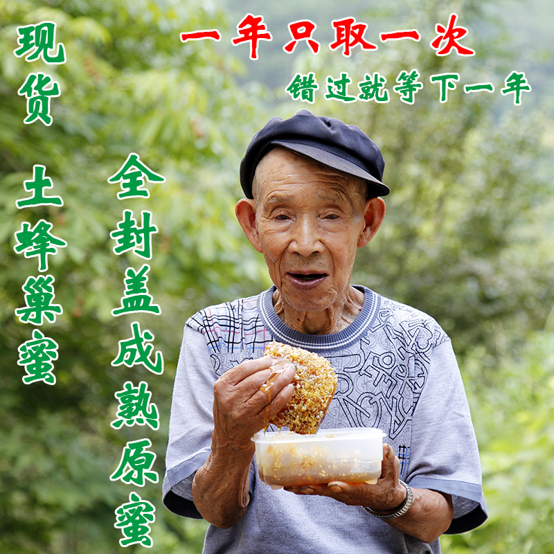 蜂巢蜜 嚼着吃 老巢蜜 盒装 农家天然自产土蜂蜜 成熟封盖原蜜
