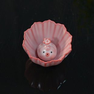 泥陶堂红胎莲花主人杯品茗杯陶瓷复古开片猪油冻盏功夫茶具个人专