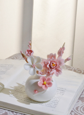 景德镇陶瓷花瓶梅花摆件客厅插花装饰品高级感轻奢小众设计感花器