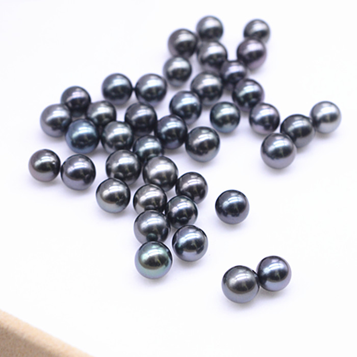 大溪地黑珍珠正圆颗粒珠微微瑕强光裸珠散珠裸珠定做吊坠戒指耳环