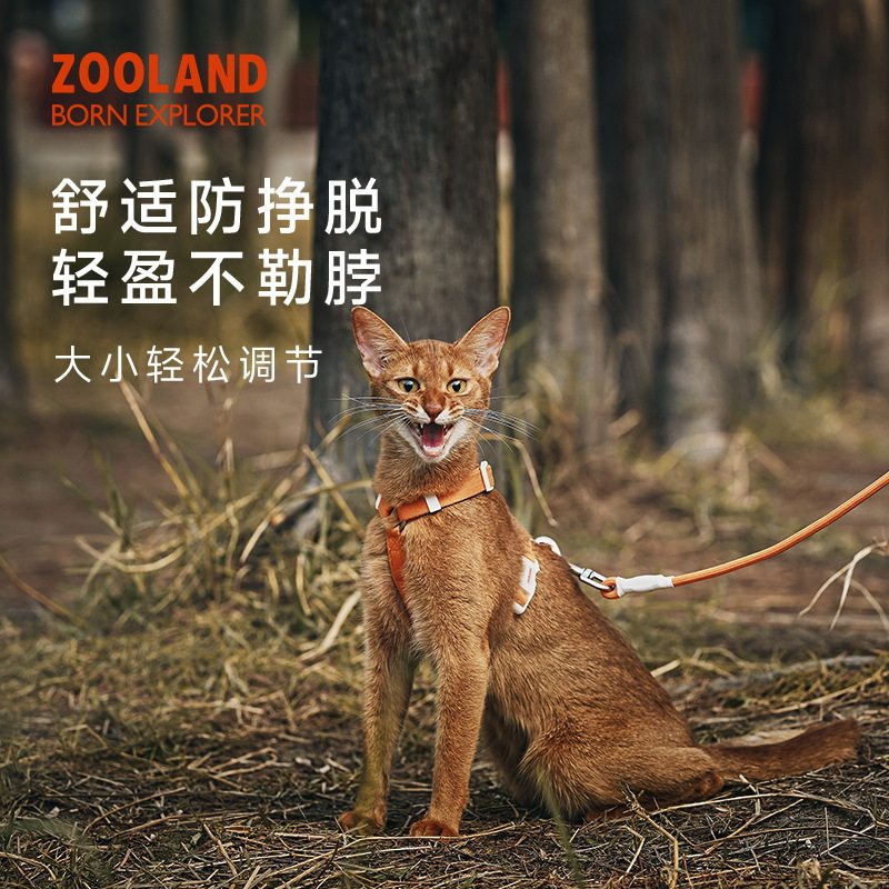 ZOOLAND猫咪牵引绳子防挣脱遛大小幼高颜值加长可调节工字型胸背,宠物/宠物食品及用品,猫牵引绳,淘宝优惠券,粉丝福利购,淘宝优惠卷