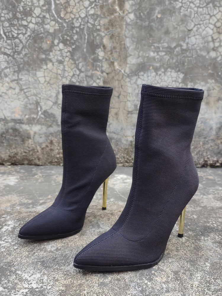 SKINNY BOOTS 2023 AUTUMN AND WINTER NEW POINTED TOE KNITTED STRETCH CLOTH SLEEVE STILETTO HEEL WOMENS BOOTS SUPER HIGH HEEL BOOTIE WOMEN