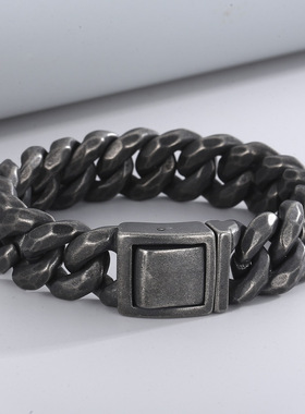 气质古巴链潮牌钛钢街头男