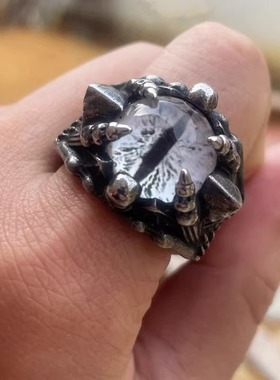 朋克风男女士钛钢街头眼睛戒指