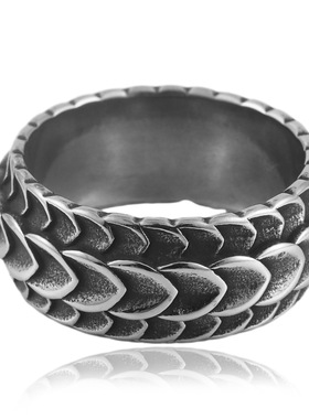 复古风个性龙纹龙鳞片男士钛钢戒指闭口大码霸气朋克单身潮流指环