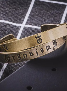 潮牌欧美复古生物手镯街头时尚男女情侣个性开口钛钢简约新款手环