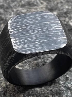 欧美复古做旧方形几何钛钢戒指时尚极简风潮人不掉色简约指环