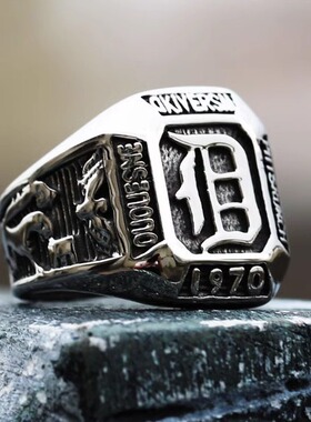 欧美霸气宽版大码字母DB戒指吸血鬼个性男士高级感个性轻奢指环