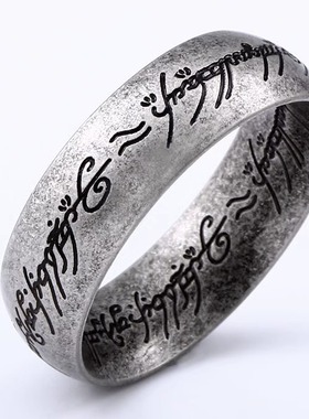 欧美立体雕刻精制版魔戒 钛钢真空电镀k金个性男士时尚电影指环王