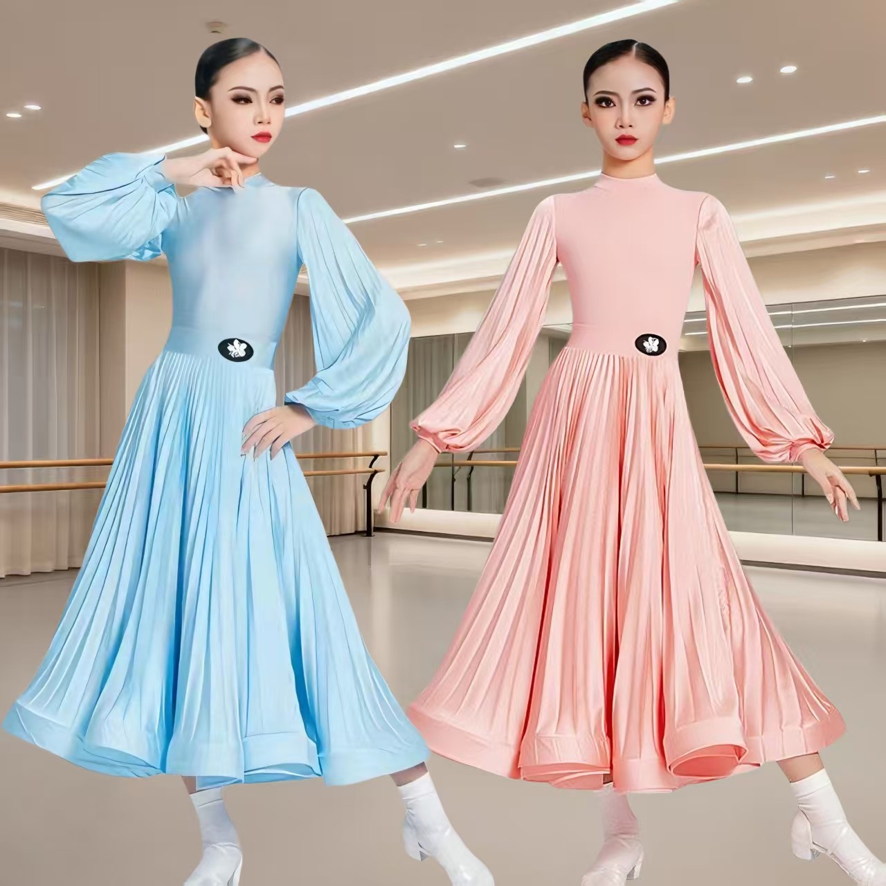 新款女童摩登舞服国标舞演出服交谊舞大摆裙拉丁舞比赛高档舞蹈裙