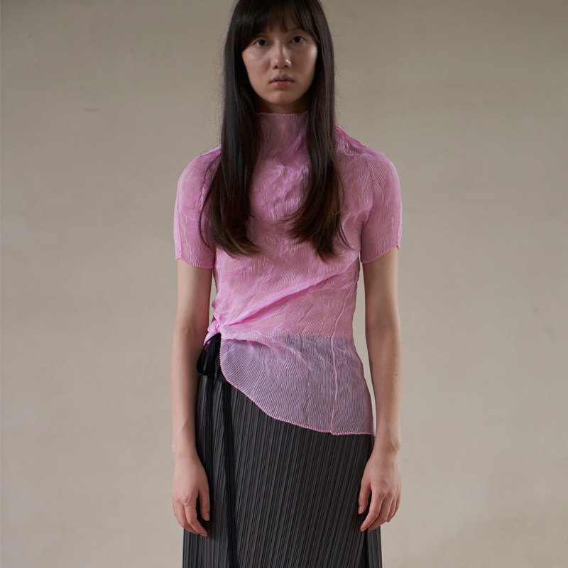 JT JANE小众设计短袖微透褶皱上衣高领打底修身T恤 粉色,女装/女士精品,T恤,淘宝优惠券,粉丝福利购,淘宝优惠卷