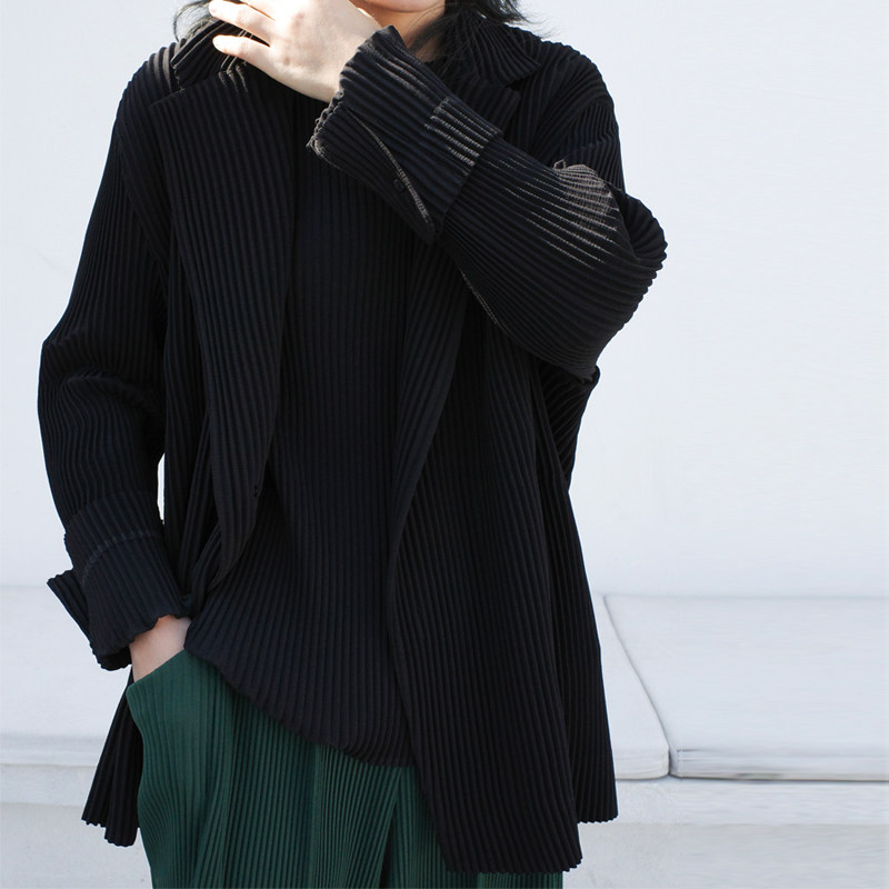 jt jane /设计师款 褶皱 外套短款西装 男女同款长袖三宅