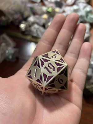 鱼骰人跑团巨大金属d20骰子实心金属跑团骰子dnd骰子多面骰子coc