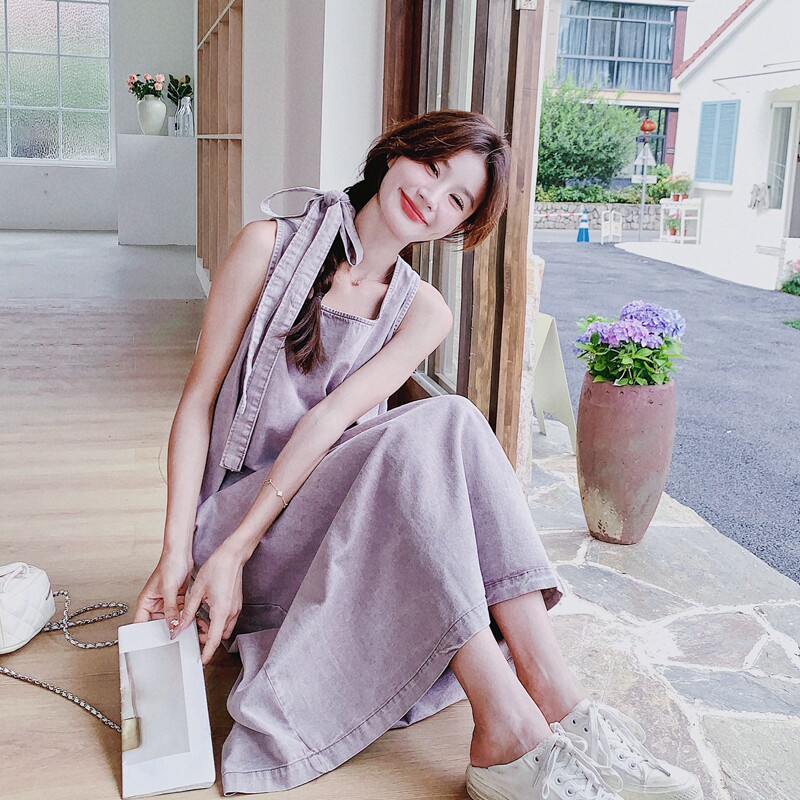 【现货】前后两面穿 香炉紫烟宽松牛仔背心裙8128-P130 控188图片